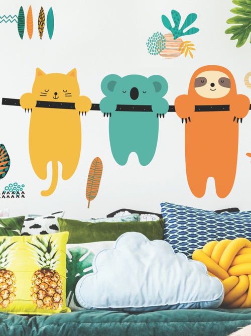Stickers - 3 Koalas - Jaune - Bleu - Orange - Hauteur 92,71 cm - Kiabi