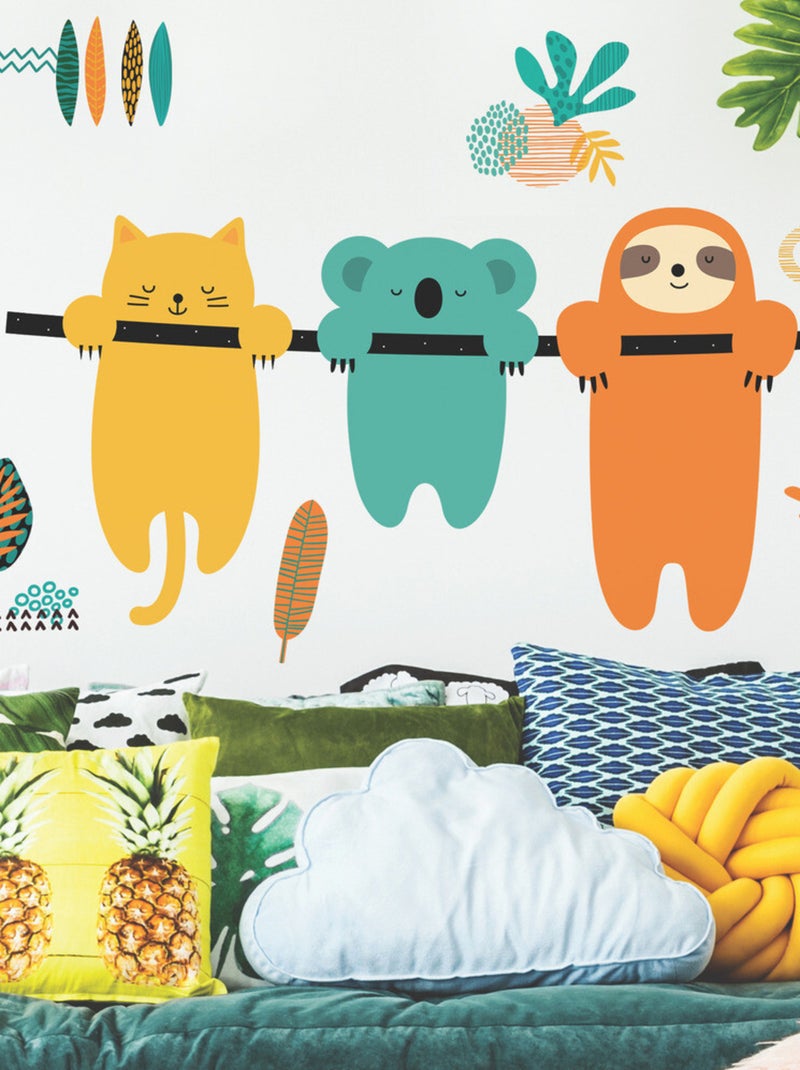 Stickers - 3 Koalas - Jaune - Bleu - Orange - Hauteur 92,71 cm Multicolore - Kiabi