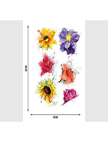 Stickers - 6 Fleurs - 1 planche 65 x 85 cm