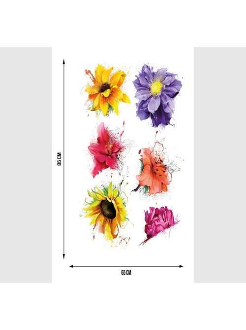 Stickers - 6 Fleurs - 1 planche 65 x 85 cm - Kiabi
