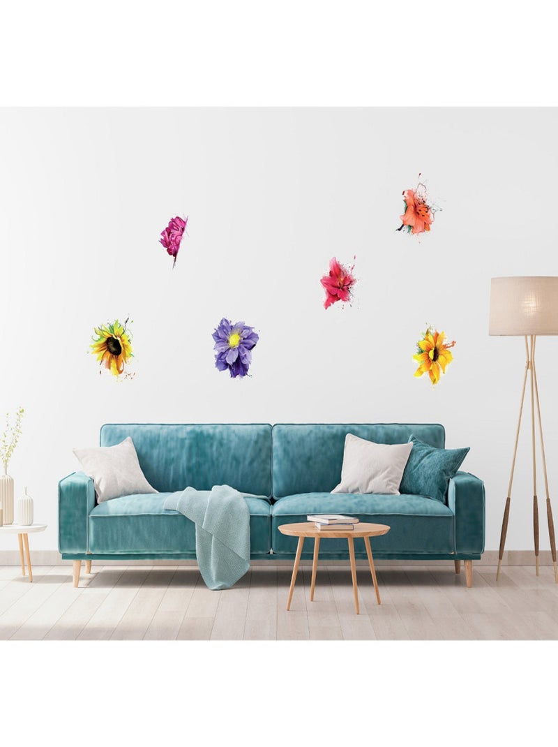 Stickers - 6 Fleurs - 1 planche 65 x 85 cm Multicolore - Kiabi