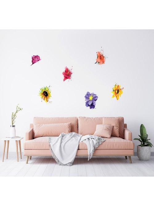 Stickers - 6 Fleurs - 1 planche 65 x 85 cm - Kiabi