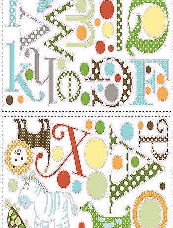 Stickers - Alphabet En Forme D'Animaux De La Forêt - Hauteur 45,7 cm