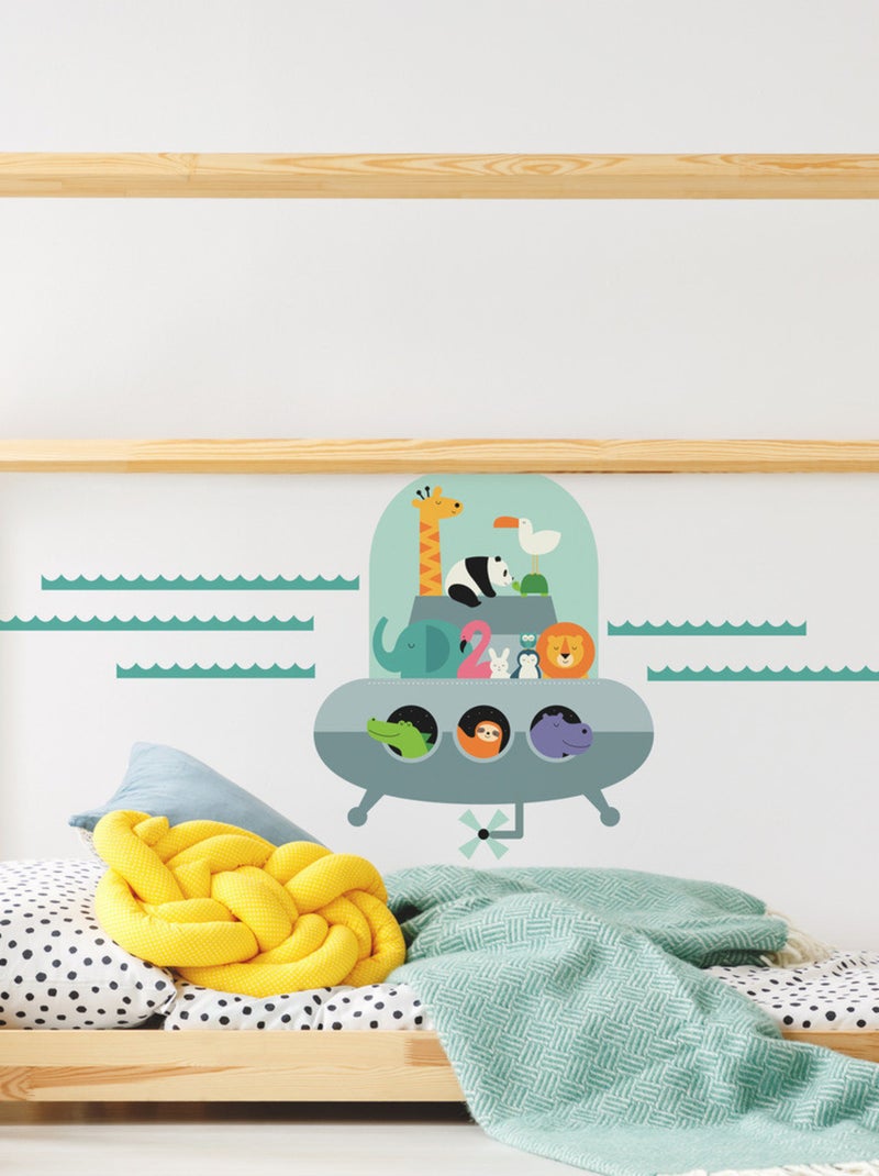 Stickers - Animaux Dans Un Vaisseau Spatial - Hauteur 92,71 cm Multicolore - Kiabi