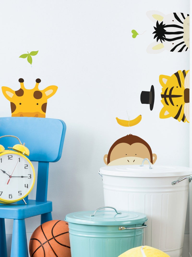 Stickers - Animaux Du Zoo - Gorille, Girafe - Hauteur 92.71 cm Multicolore - Kiabi