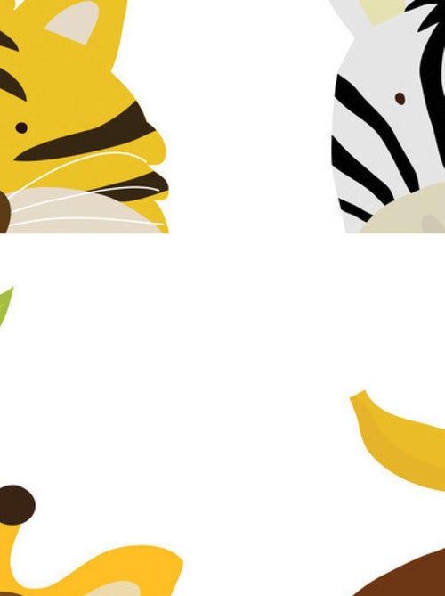 Stickers - Animaux Du Zoo - Gorille, Girafe - Hauteur 92.71 cm - Kiabi
