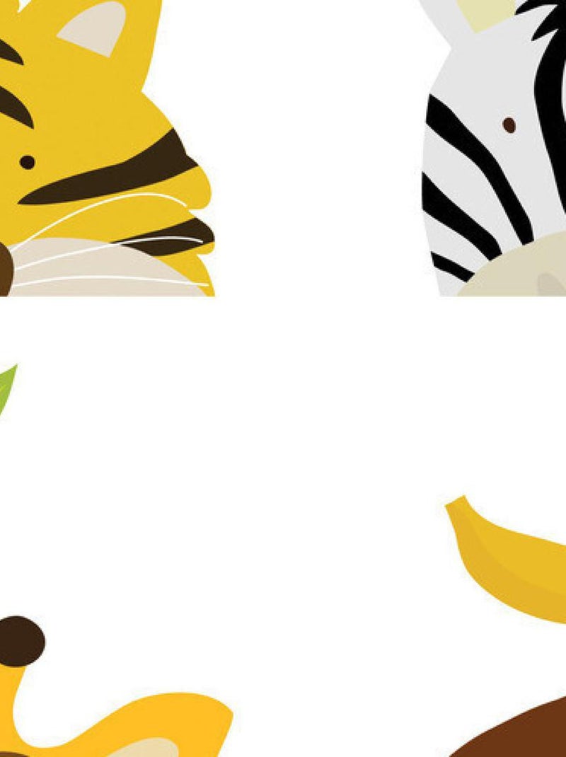 Stickers - Animaux Du Zoo - Gorille, Girafe - Hauteur 92.71 cm Multicolore - Kiabi