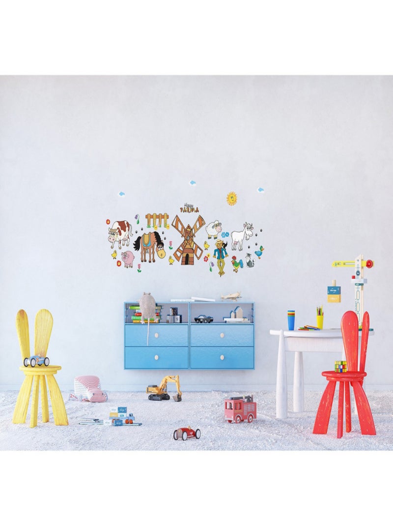 Stickers - Animaux et Ferme - 1 planche 65x85 cm Bleu - Kiabi