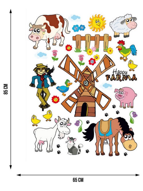 Stickers - Animaux et Ferme - 1 planche 65x85 cm - Kiabi