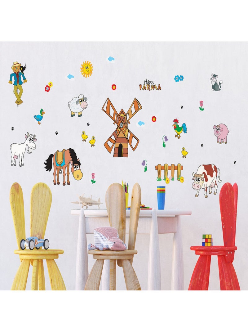 Stickers - Animaux et Ferme - 1 planche 65x85 cm Bleu - Kiabi