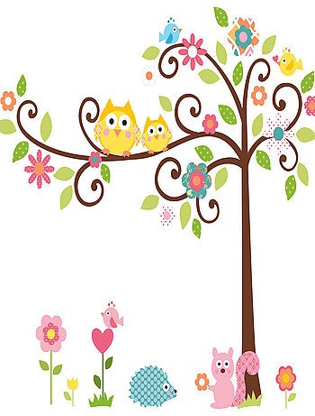 Stickers - Arbre Avec Des Oiseaux - Hauteur 45,7 cm
