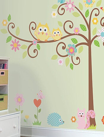 Stickers - Arbre Avec Des Oiseaux - Hauteur 45,7 cm