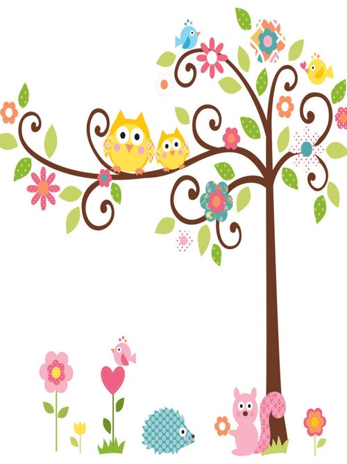 Stickers - Arbre Avec Des Oiseaux - Hauteur 45,7 cm - Kiabi