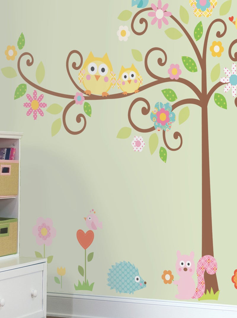 Stickers - Arbre Avec Des Oiseaux - Hauteur 45,7 cm Multicolore - Kiabi
