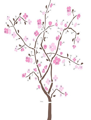 Stickers - Arbres à Feuillages Roses - Hauteur 45,7 cm