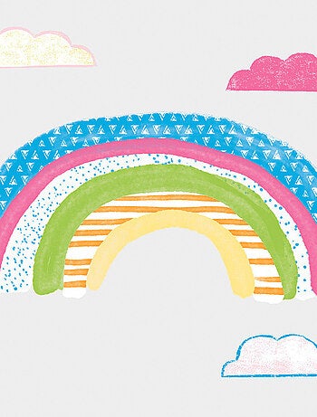 Stickers - Arc En Ciel Avec Nuages colorés