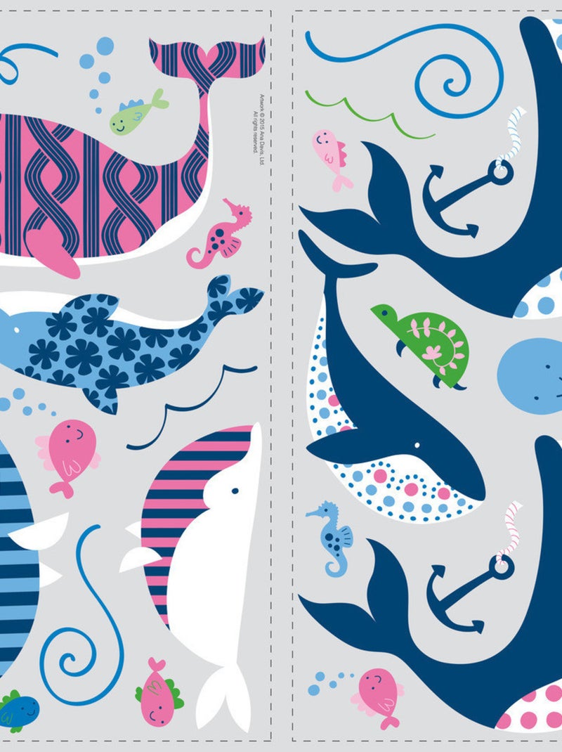 Stickers - Baleines Des Mers - Hauteur 45,7 cm Multicolore - Kiabi