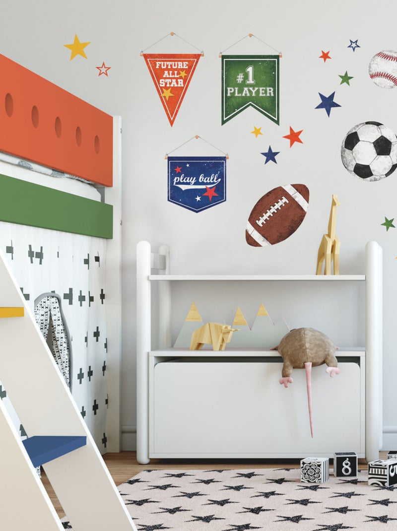 Stickers - Ballons De Sport - Hauteur 22.9 cm Multicolore - Kiabi