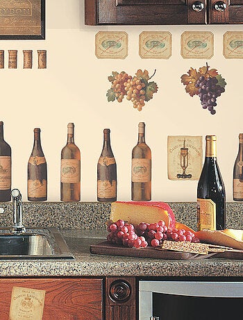Stickers - Bouteilles De Vins - Hauteur 45,7 cm