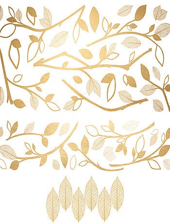Stickers - Branches De Feuilles D'Or - Hauteur 92,71 cm