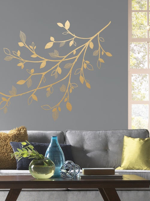 Stickers - Branches De Feuilles D'Or - Hauteur 92,71 cm - Kiabi