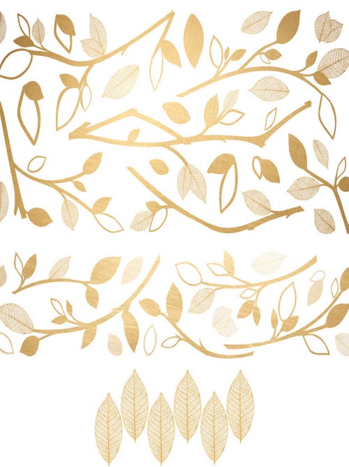 Stickers - Branches De Feuilles D'Or - Hauteur 92,71 cm - Kiabi