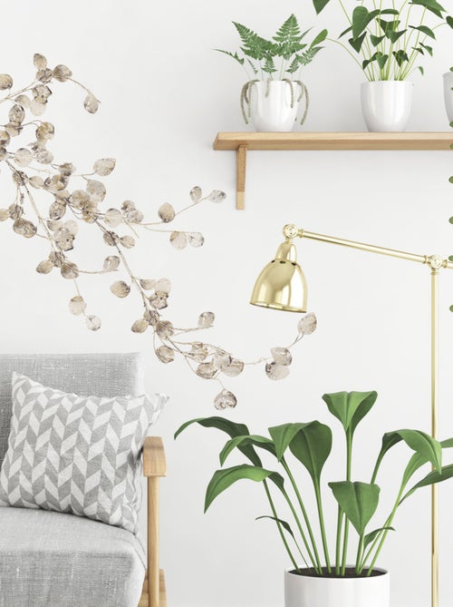 Stickers - Branches De Fleurs Argentées - Hauteur 45,7 cm - Kiabi