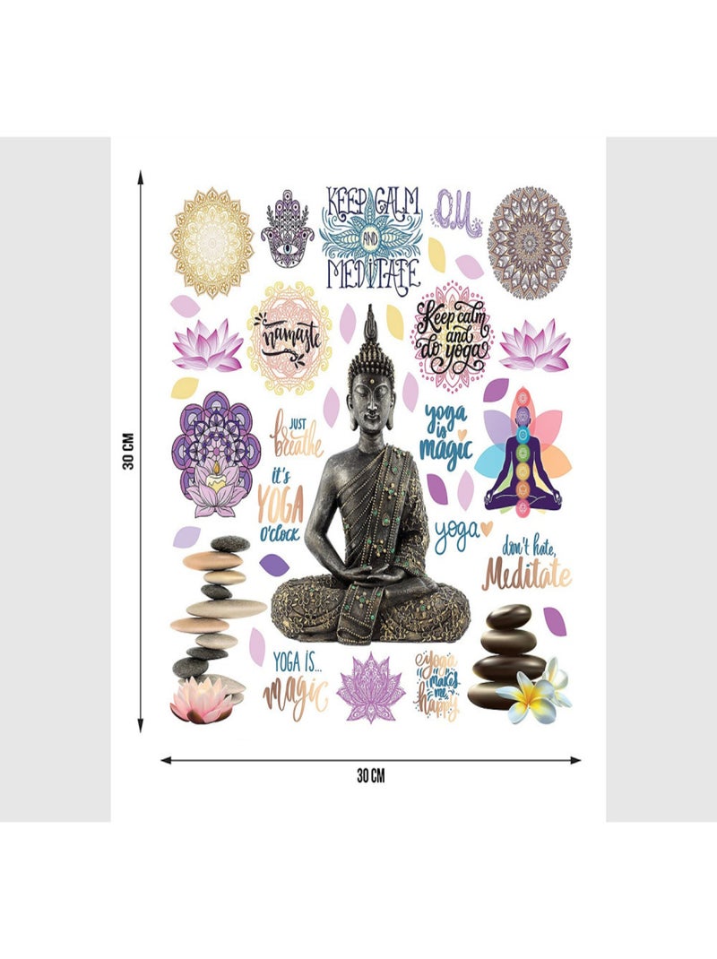 Stickers - Buddha avec des motifs colorés - 1 planche 30x30cm Multicolore - Kiabi