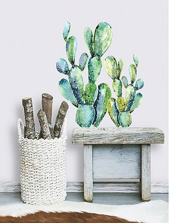 Stickers - Cactus Verts Fluorescents - Hauteur 22,9 cm