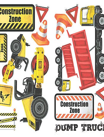 Stickers - Camions De Construction - Hauteur 45,7 cm