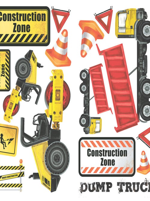 Stickers - Camions De Construction - Hauteur 45,7 cm - Kiabi