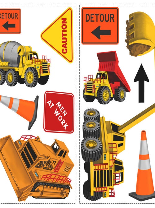 Stickers - Camions De Construction - Hauteur 45,7 cm - Kiabi