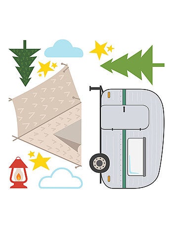 Stickers - Camping En Forêt - Hauteur 22,9 cm