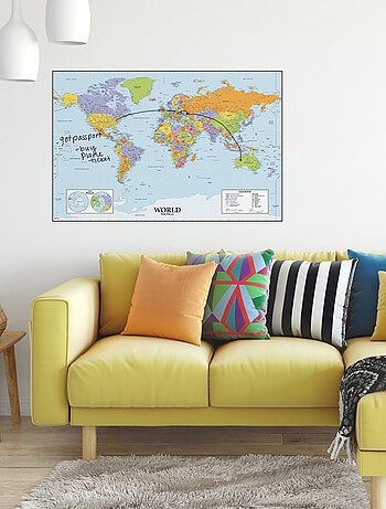 Stickers - Carte Géante Du Monde - Hauteur 101,6 cm