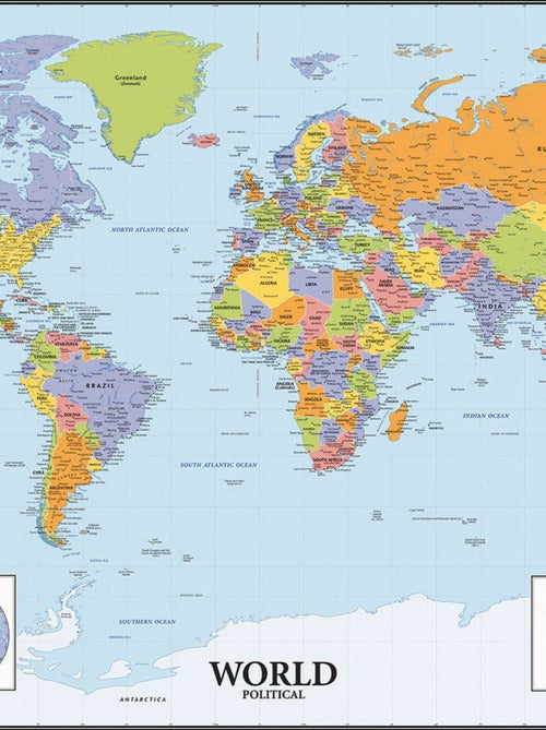Stickers - Carte Géante Du Monde - Hauteur 101,6 cm - Kiabi