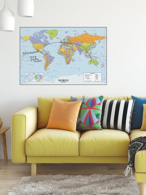 Stickers - Carte Géante Du Monde - Hauteur 101,6 cm - Kiabi