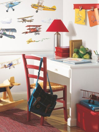 Stickers - Cartes avions à hélices colorés Vintage - Hauteur 45,7 cm