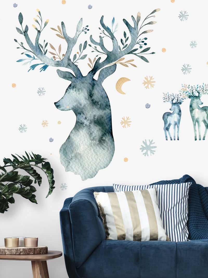 Stickers - Cerf - Hauteur 92,7 cm Bleu - Kiabi