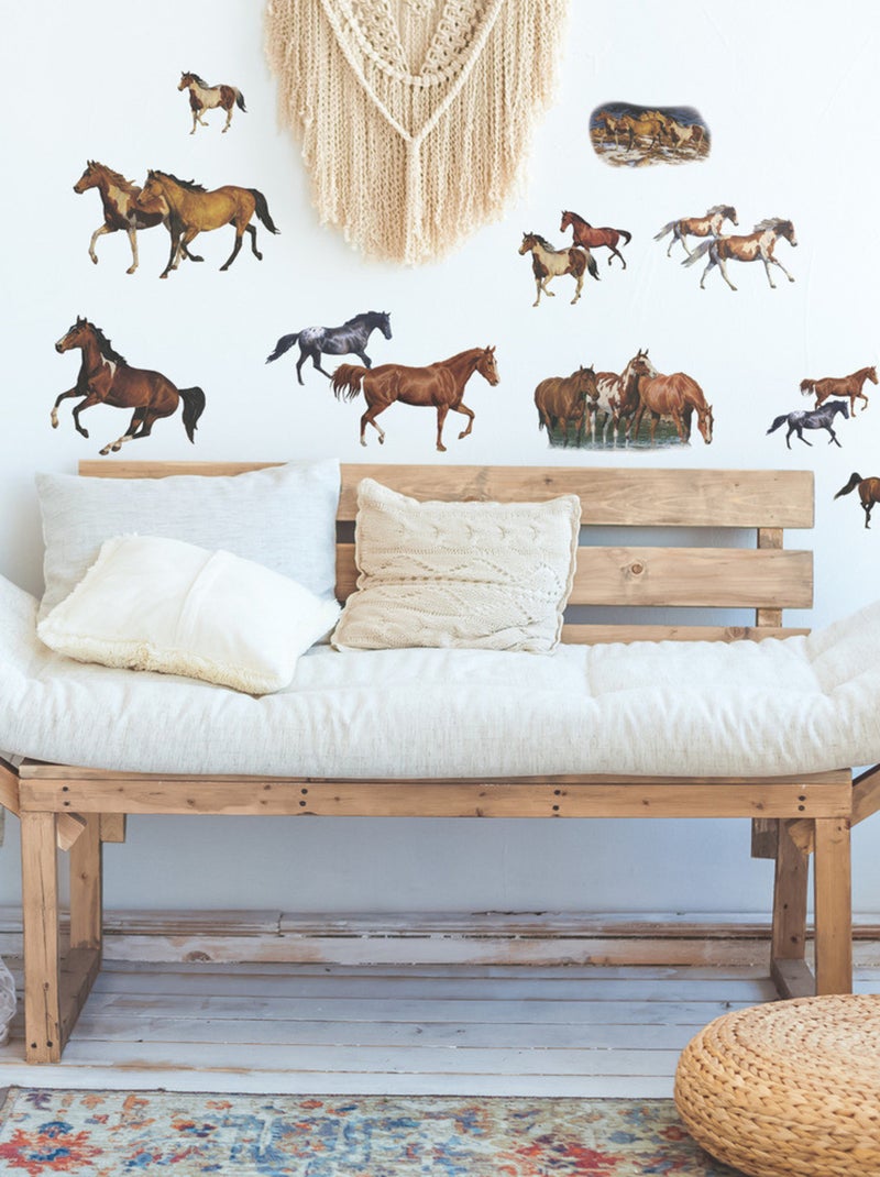 Stickers - Chevaux Sauvages - Hauteur 45,7 cm Multicolore - Kiabi