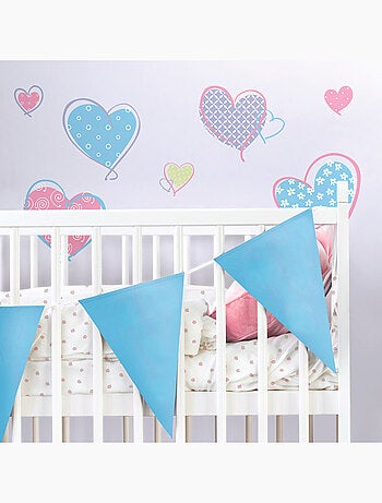 Stickers - Cœurs Bleus, Roses, Verts - Hauteur 45,7 cm