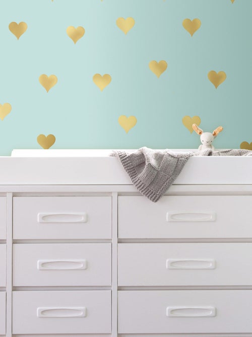 Stickers - Cœurs Dorées - Hauteur 45,7 cm - Kiabi