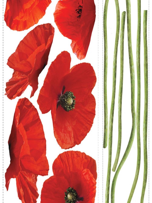 Stickers - Coquelicots - Hauteur 45,7 cm - Kiabi