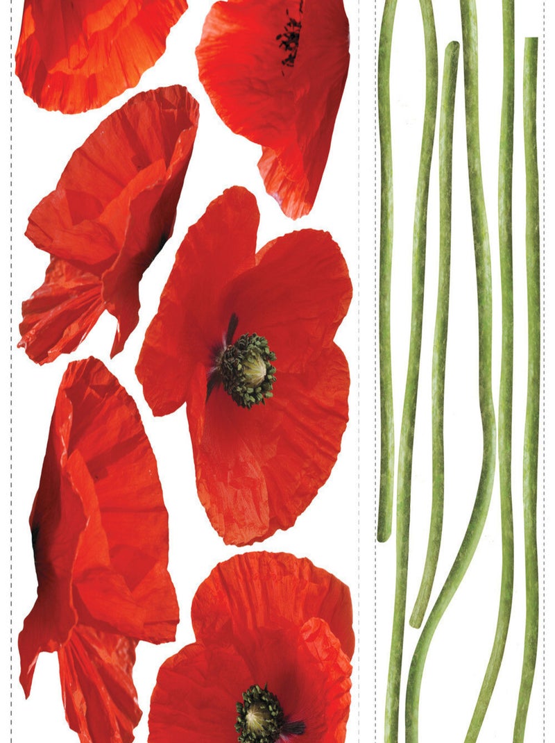 Stickers - Coquelicots - Hauteur 45,7 cm Multicolore - Kiabi