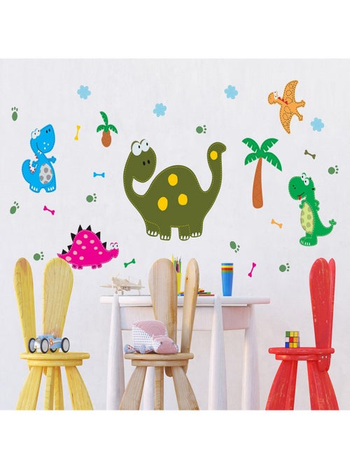 Stickers - Dinosaures Rigolo - 1 planche 65x85 cm - Kiabi