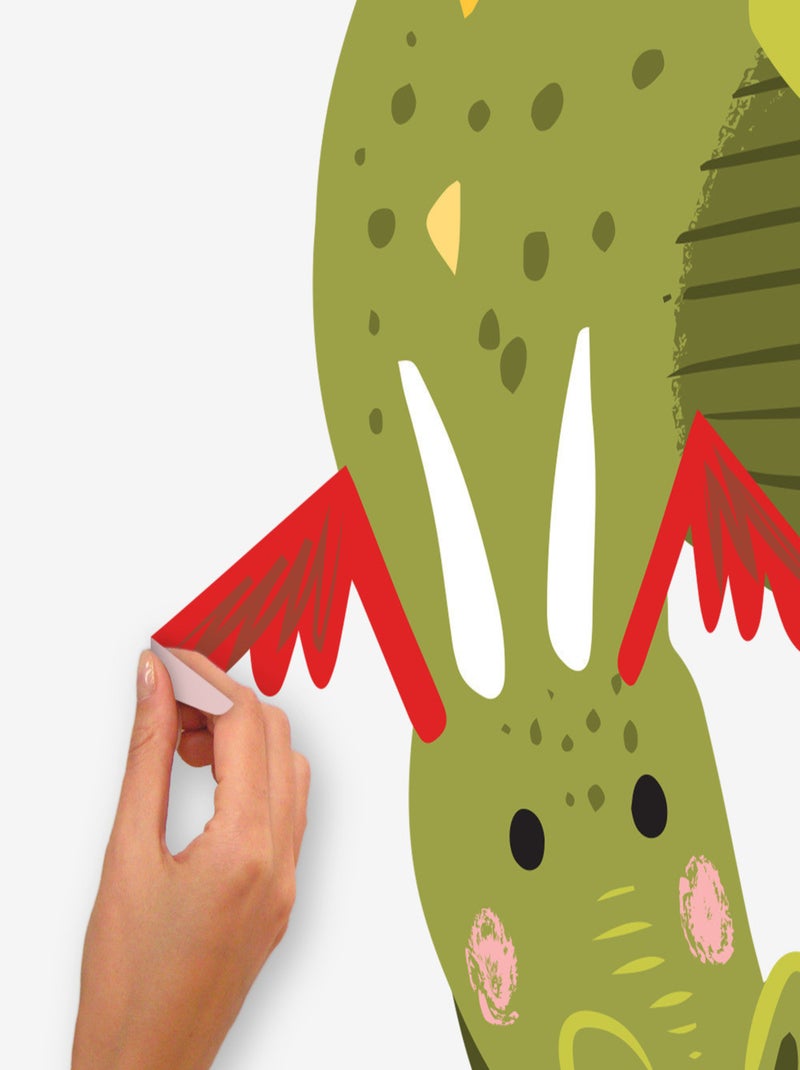 Stickers - Dragon Qui Crache Du Feu - Hauteur 92,71 cm Multicolore - Kiabi