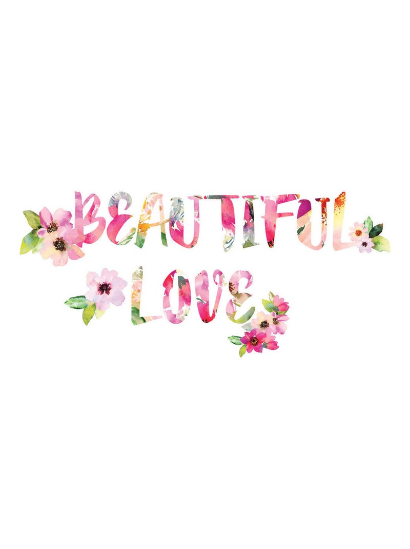 Stickers - Ecriture Beautiful Love - Hauteur 92.71 cm Multicolore - Kiabi