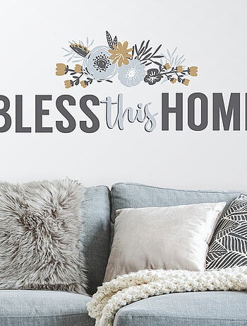 Stickers - Écriture Bless This Home - Hauteur 92.71 cm