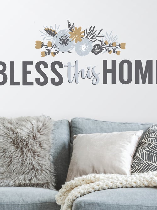 Stickers - Écriture Bless This Home - Hauteur 92.71 cm - Kiabi