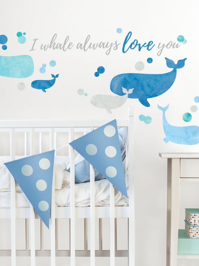 Stickers - Écriture I Whale Always Love You - Hauteur 22,9 cm Multicolore - Kiabi