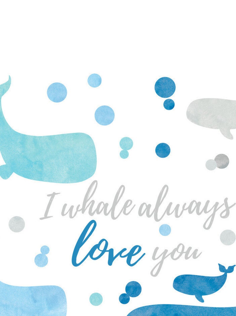 Stickers - Écriture I Whale Always Love You - Hauteur 22,9 cm Multicolore - Kiabi